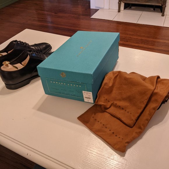 9/9.5 Edward Green Fawsley Black Dress Shoes - Picture 8 of 8